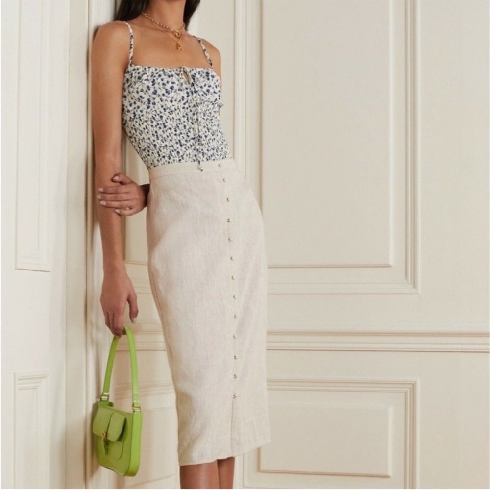 Reformation Fredo linen midi skirt